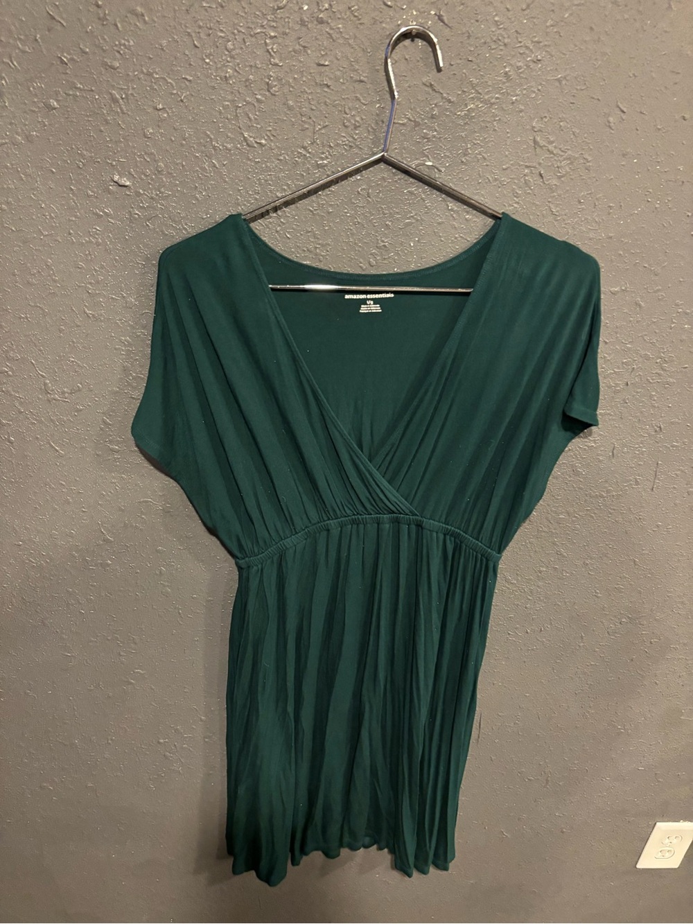 Amazon Essentials Emerald Green Wrap-Style Midi Dress